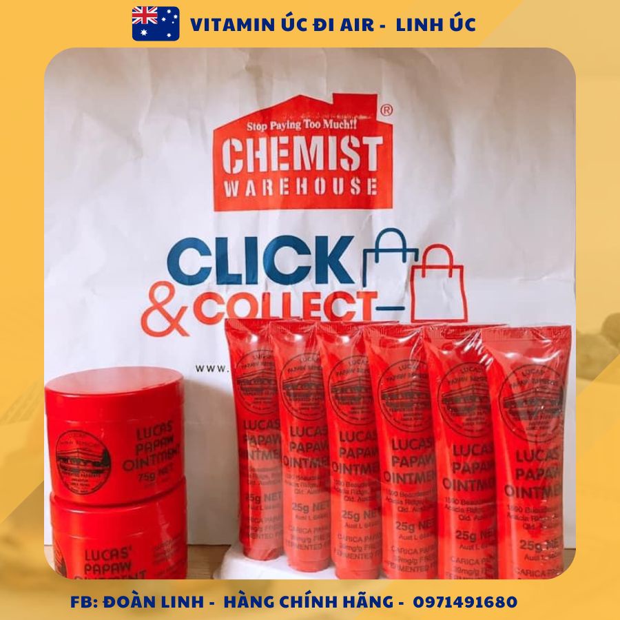 Kem Đu Đủ Đa Năng Lucas Papaw Ointment 25gr Úc, Hàng chuẩn úc đi air, Kem đa năng Lucas Papaw Úc kem đu đủ