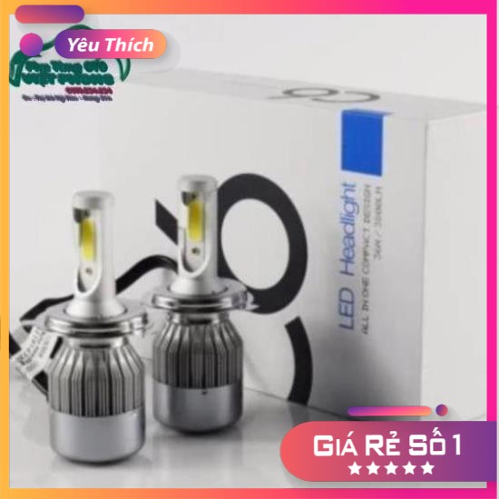 Bộ 2 đèn pha led 3 chân C6 H4-headlight 36w siêu sáng gắn xe máy và oto