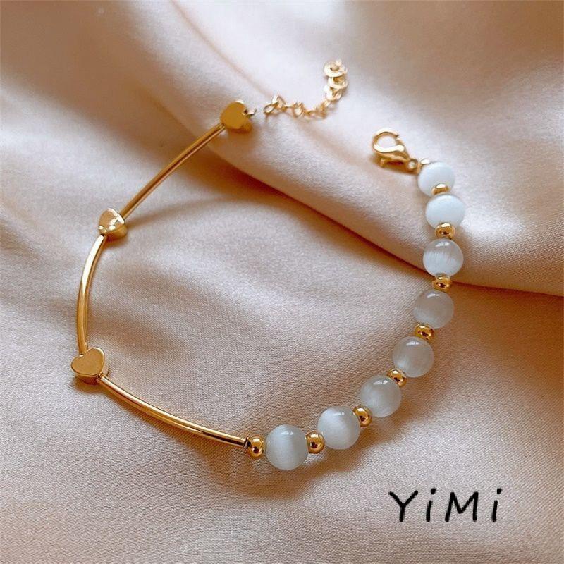 [mo] Vòng Đeo Tay Kết Cấu Đơn Giản Bằng Kim Loại Không Đối Xứng Thời Trang Cho Nữ