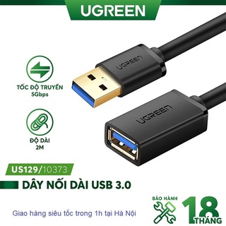 Dây nối dài USB 3.0 mạ vàng UGREEN US129 dây dạng dẹt và tròn (dài 0,5- 1M-2M-3M-5M) - Hàng Chính Hãng