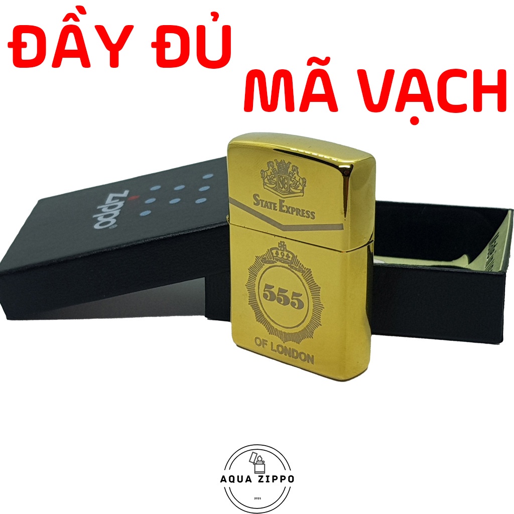 Zipo Gold Vàng Vỏ Dày Khắc 555 High Polished Brass Đầy Đủ Mã Vạch Kiểm Tra