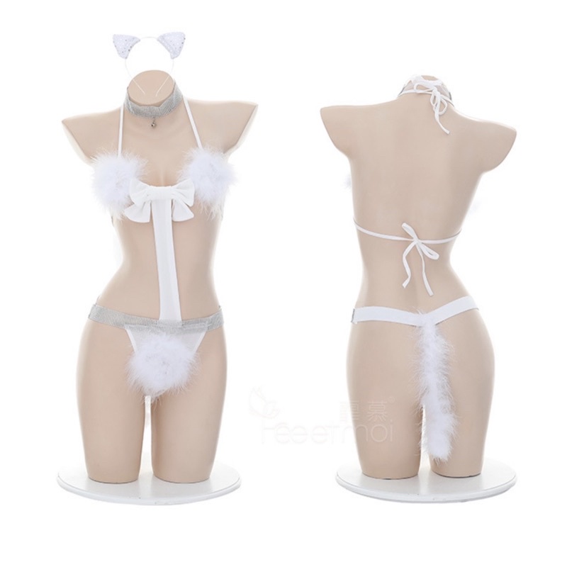 FM7954 QR029 Nội Y Mèo Trắng Full Phụ Kiện Gợi Cảm- Cosplay Sexy Bé Mèo Dễ Thương @lingerie.sm.toys