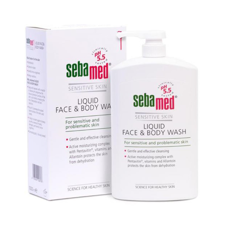 Sữa rửa mặt và tắm toàn thân cho da nhạy cảm Sebamed pH5.5 Liquid Face Body Wash 200ml