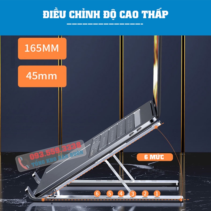 Giá đỡ laptop stand nhôm hỗ trợ tản nhiệt LS501 / N3 - Có thể gấp gọn chỉnh độ cao - Để laptop ipad macbook surface