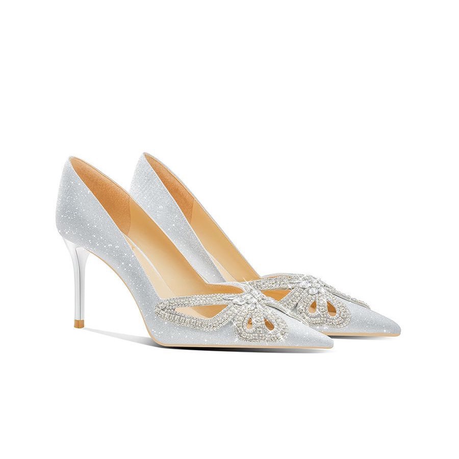 Giày Cao Gót Mũi Nhọn Đính Đá Thời Trang Dành Cho Nữ