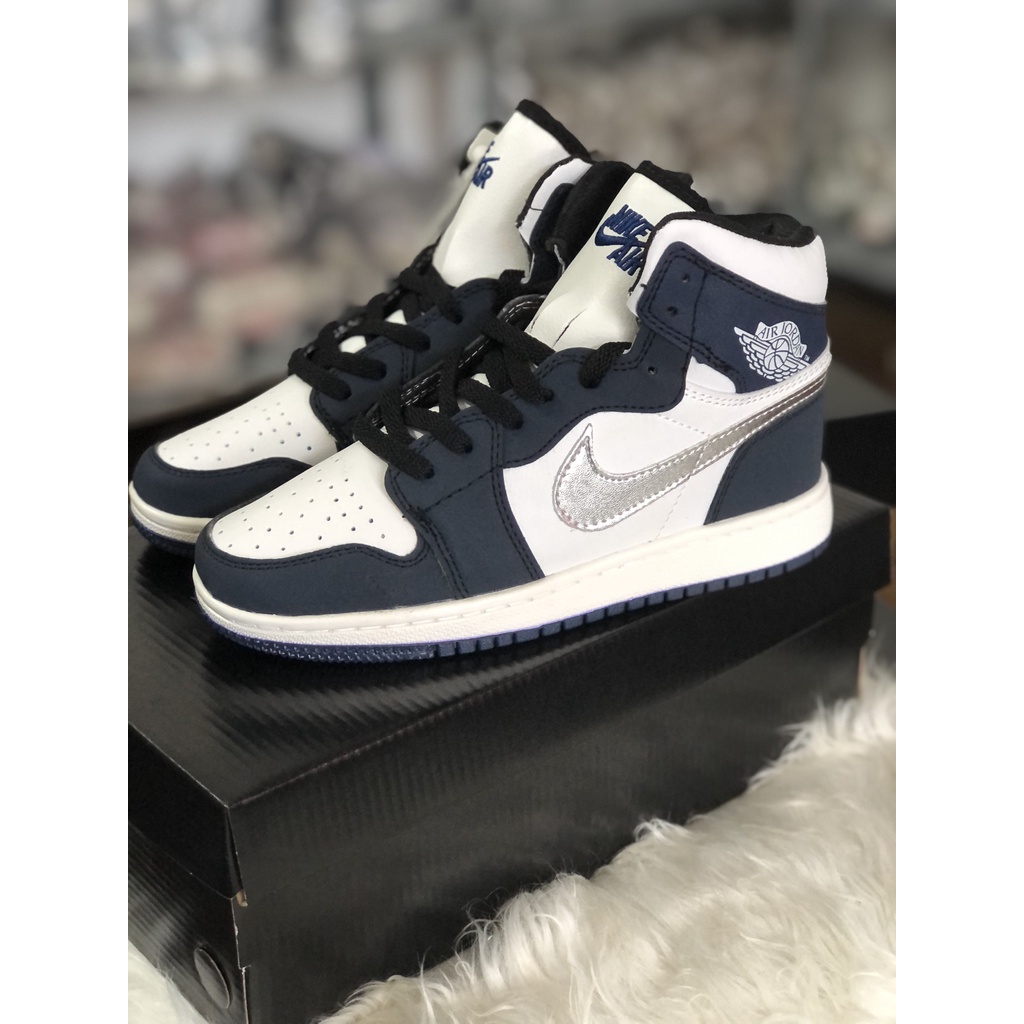 Giày thể thao hot 2022 ,Giày air jordan 1 high navy, giày jd xanh than cổ cao nam nữ