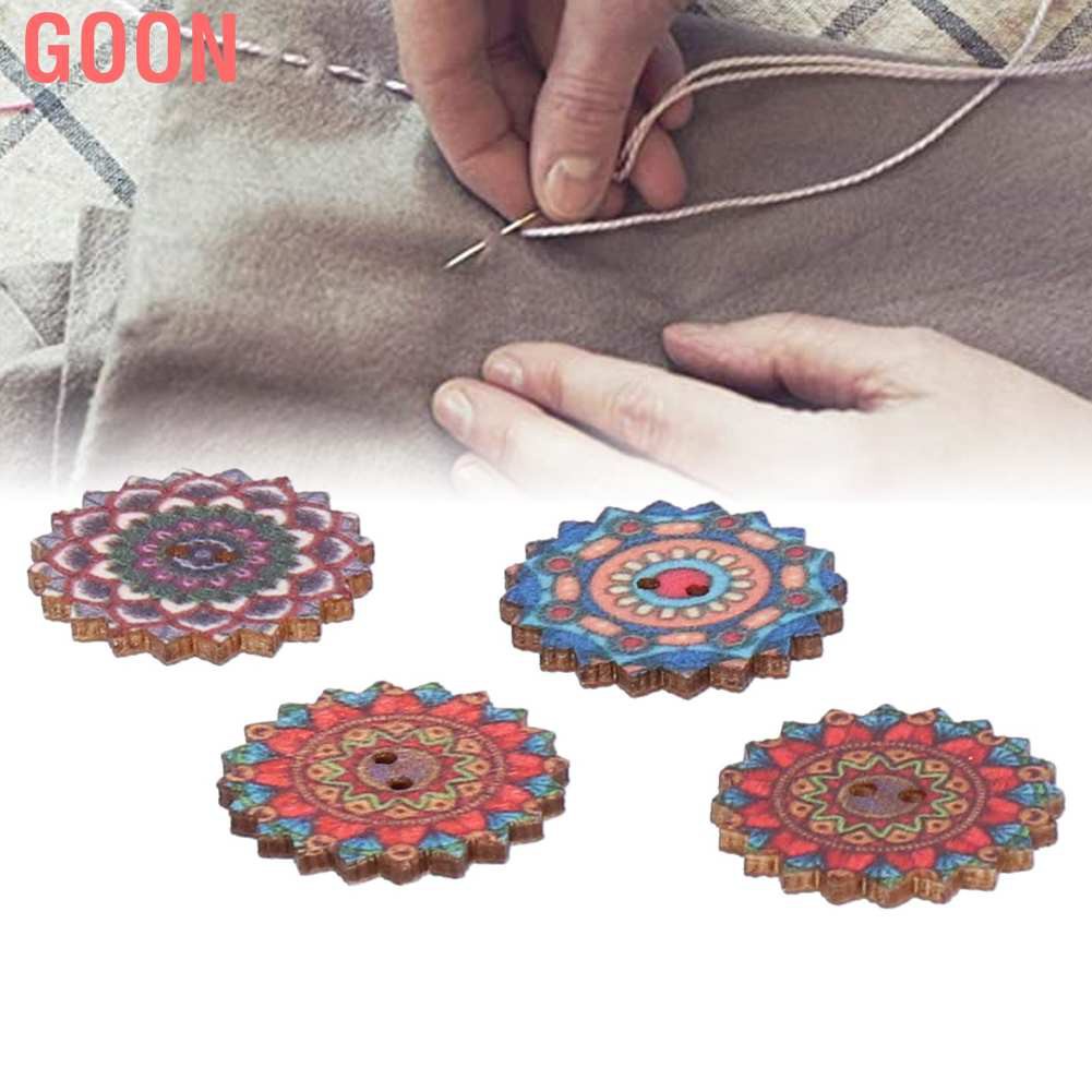 Goon 100Pcs Wooden Buttons Gear‑Shape 2‑Holes Button DIY Craft Scrapbook Sewing Accessory