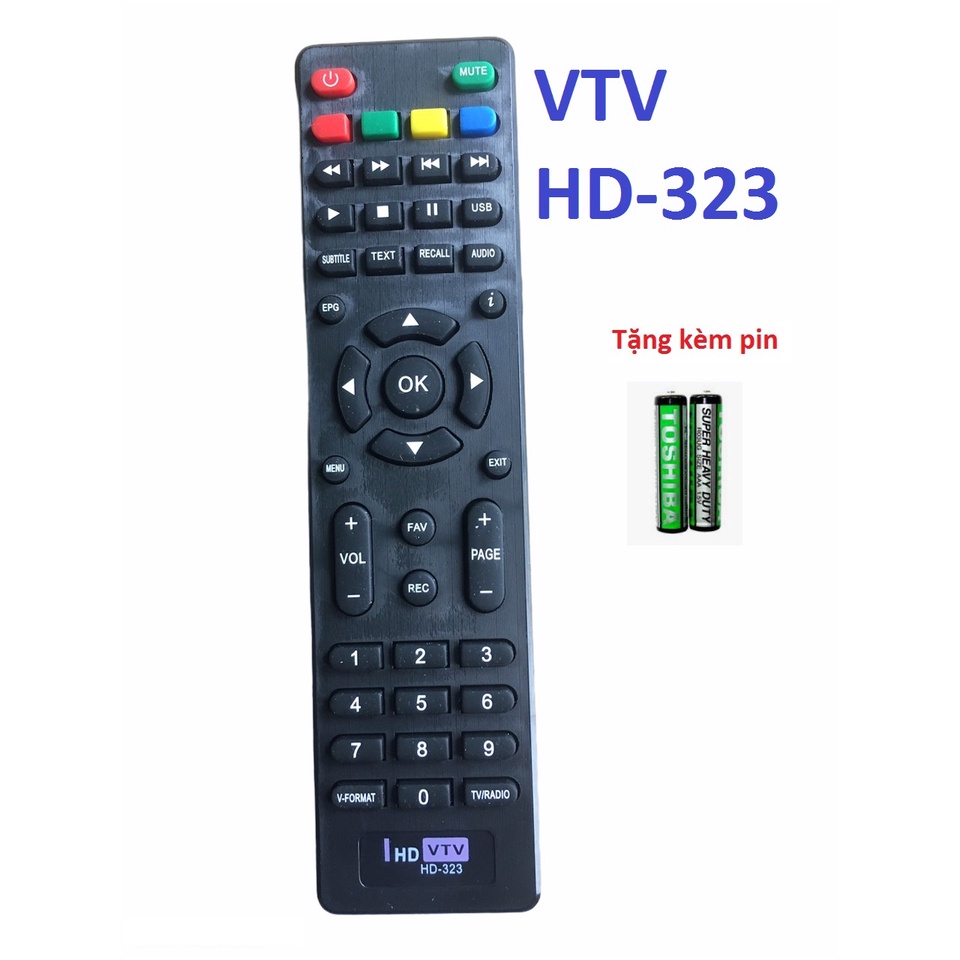 Điều khiển VTV HD-323 - Tặng kèm pin-Remote đầu thu truyền hình VTV HD 323