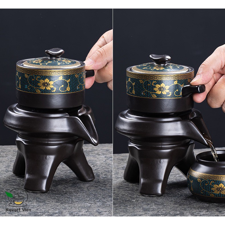 Bộ Ấm Chén Pha Trà Hoa Mai Hình Cối Xay Chất Liệu Gốm Sứ Cao Cấp Ấm Chén Nguyệt Viên