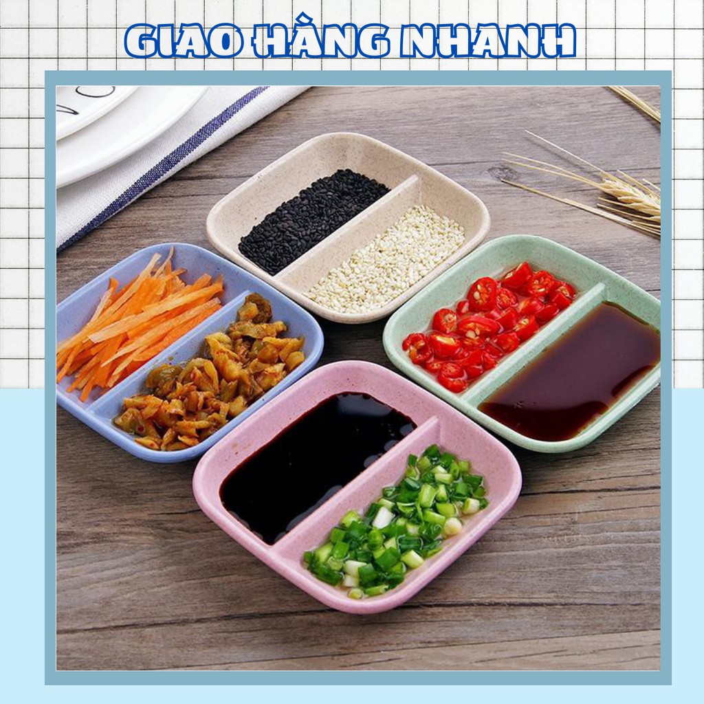 Đĩa Đựng Gia Vị 2 Ngăn Bằng Lúa Mạch Nhiều Màu Shop Giao Hàng Nhanh 88