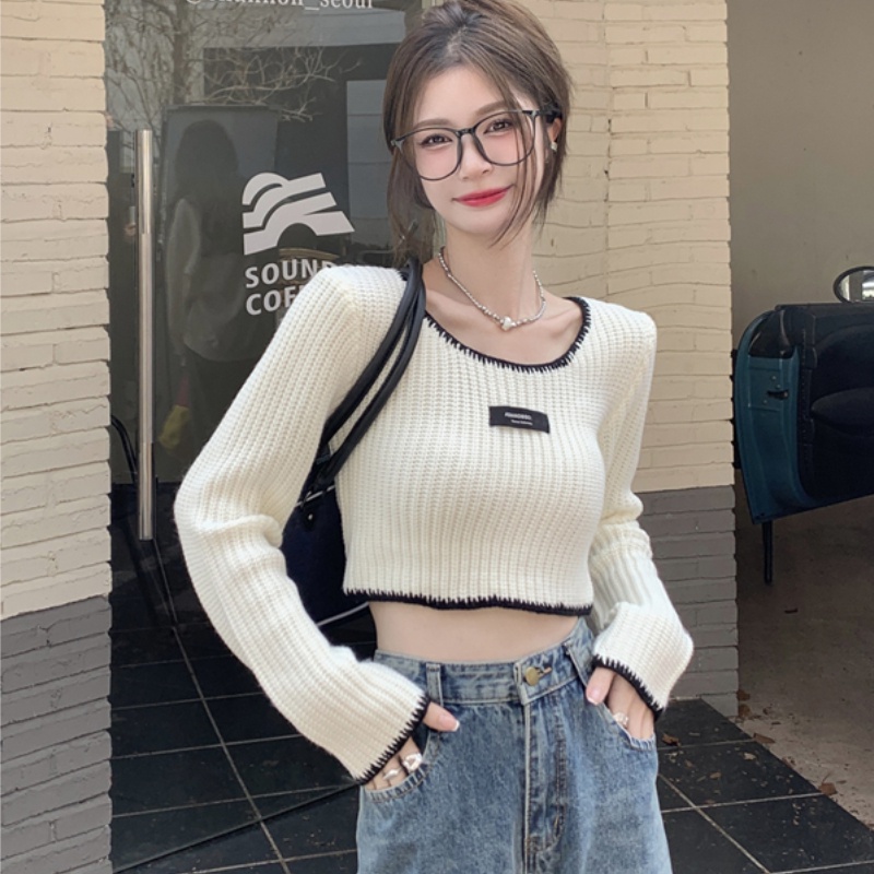 Áo sweater dệt kim tay dài phong cách Hàn Quốc thời trang 2022 dành cho bạn nữ