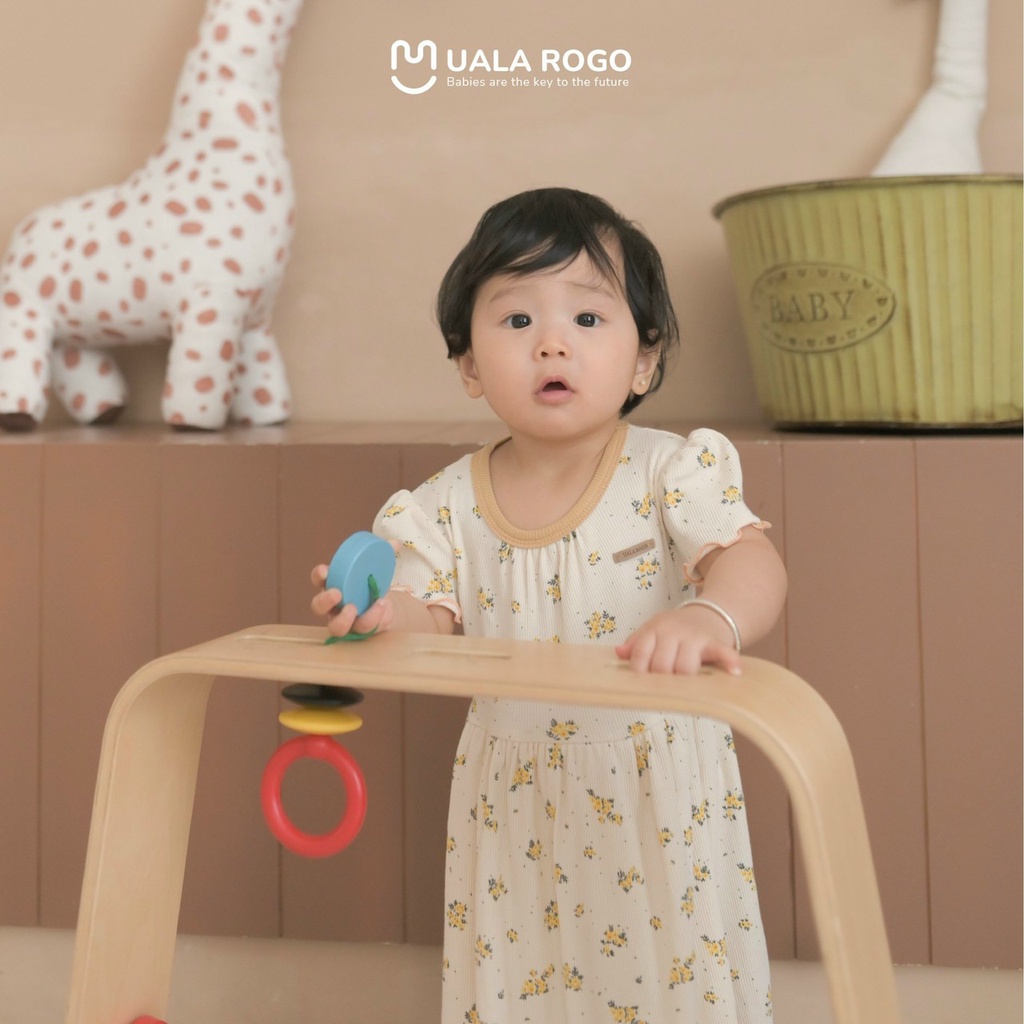 UR3951. Váy Uala Rogo họa tiết hoa nhí cao cấp cho bé gái
