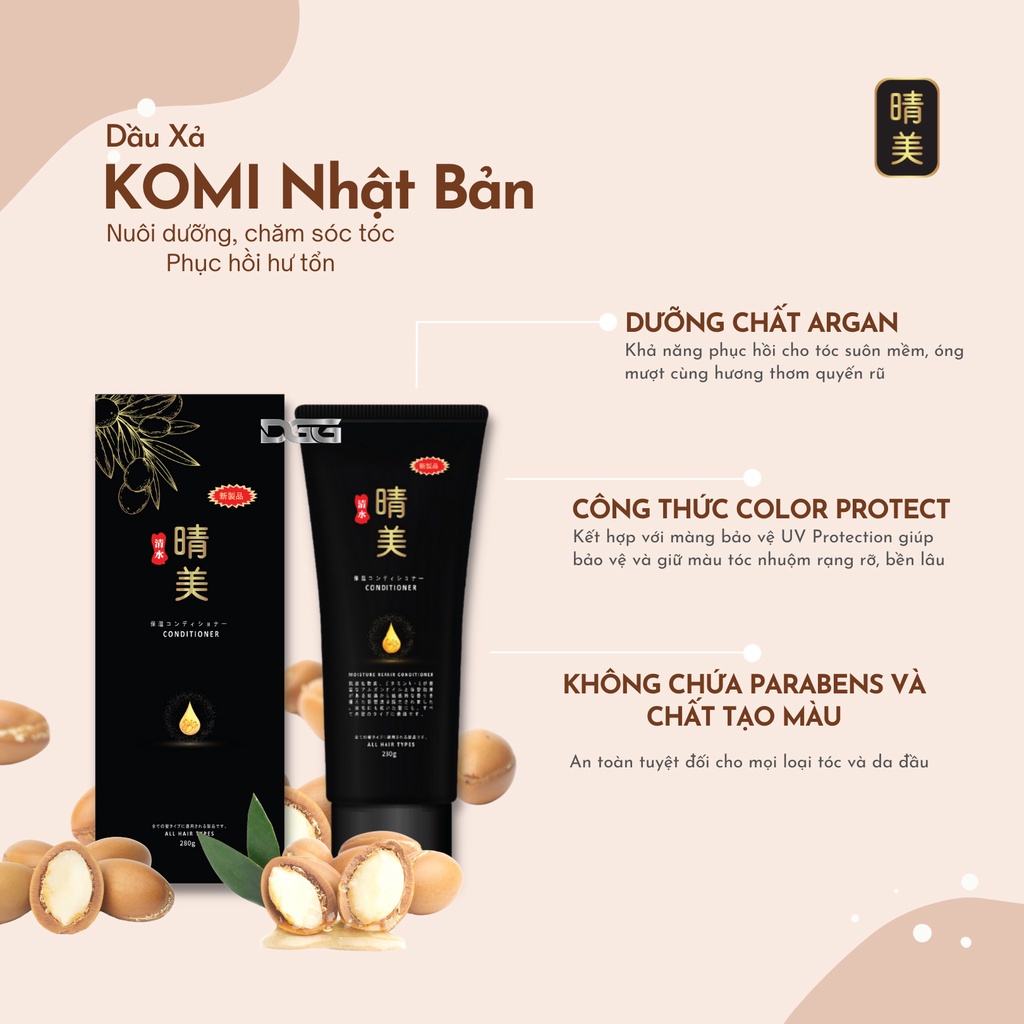 Dầu xả Giữ màu tóc nhuộm 280ml⭐️ Tinh Chất Argan ⭐️ Chăm sóc tóc ⭐️ Komi Nhật Bản ⭐️