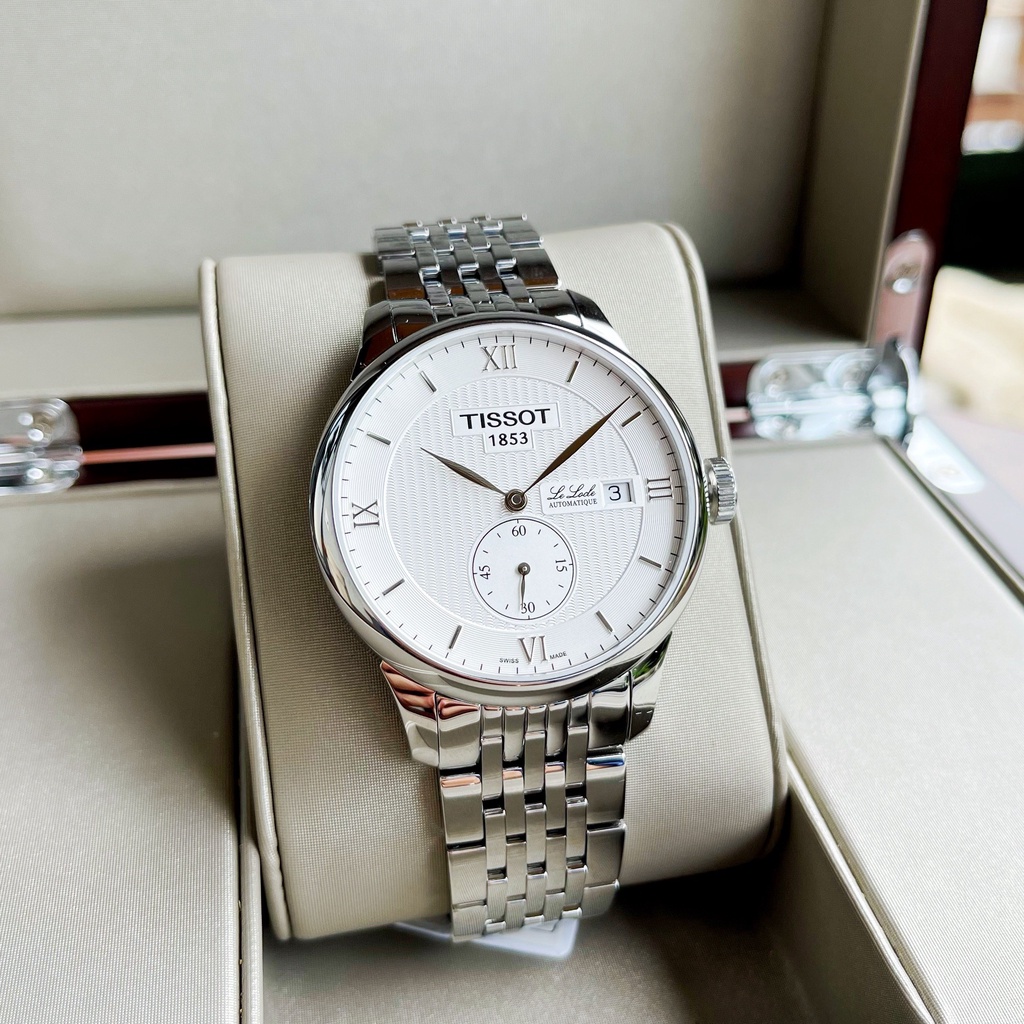 Đồng hồ Nam chính hãng Tiissot 1853 Le Locle Automatic T006.428.11.038.01 Size 40,Mặt trắng,Lịch-Máy cơ-Dây kim loại