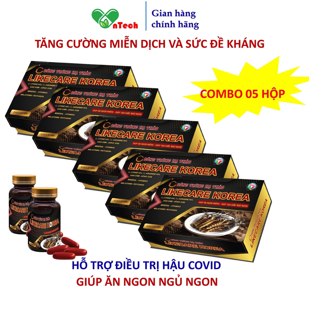 Đông trùng hạ thảo Goldwings Like care Korea Hỗ trợ ăn ngon ngủ tốt bồi bổ cơ thể tăng cường đề kháng hộp 60 viên