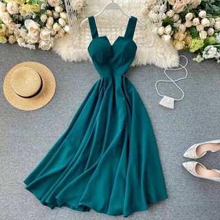 (Ảnh thật)(sẵn đen) Váy đầm maxi hở lưng đan dây dáng dài xoè 2 dây xẻ ngực chữ V sexy đi du lịch biển
