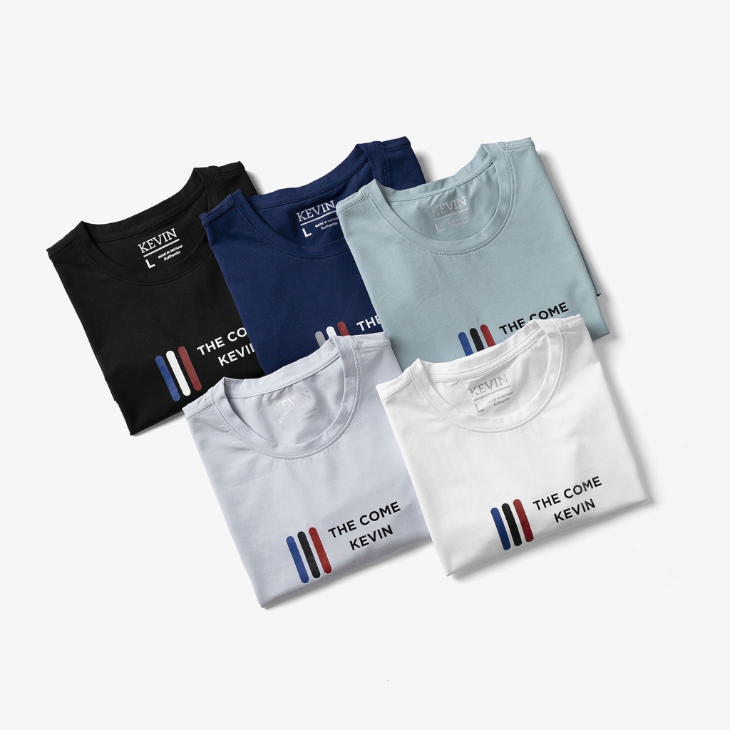 Áo thun nam cổ tròn Kevin vải cotton Compact co giãn 4 chiều in sọc