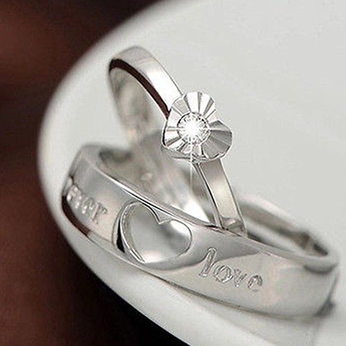 Nhẫn đeo tay mạ bạc thời trang lãng mạn cho cặp đôi