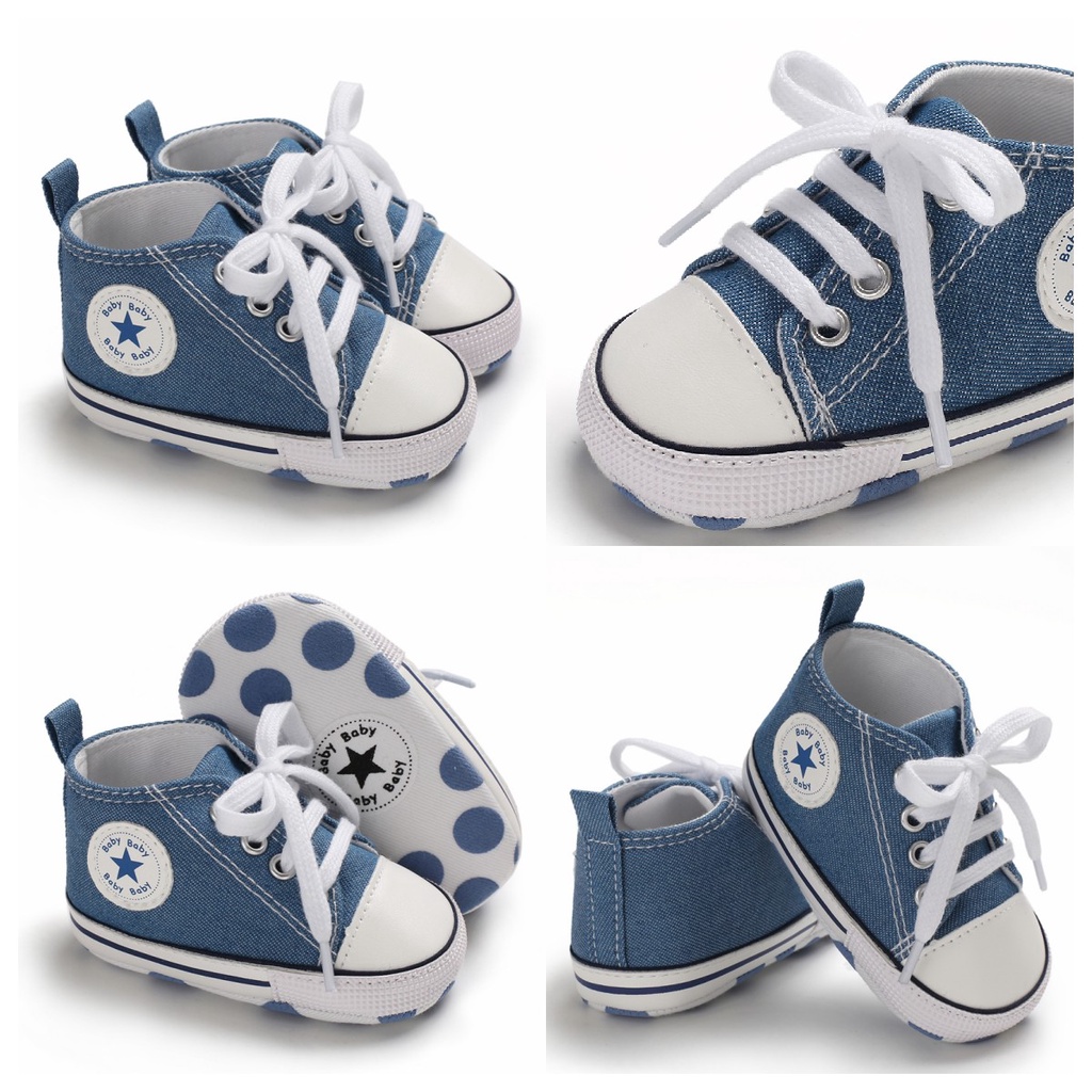 Giày Sneaker Vải Canvas Đế Mềm Chống Trượt Thời Trang Cho Bé Sơ Sinh 0-18 Tháng Tuổi