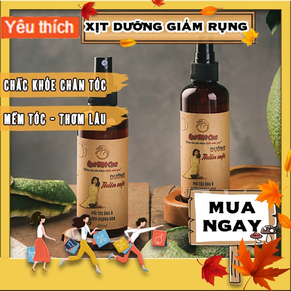 Xịt dưỡng tóc giảm rụng rõ rệt, làm mềm sợi, vào nếp tóc Quê Một Cục 100ml (Handmade)