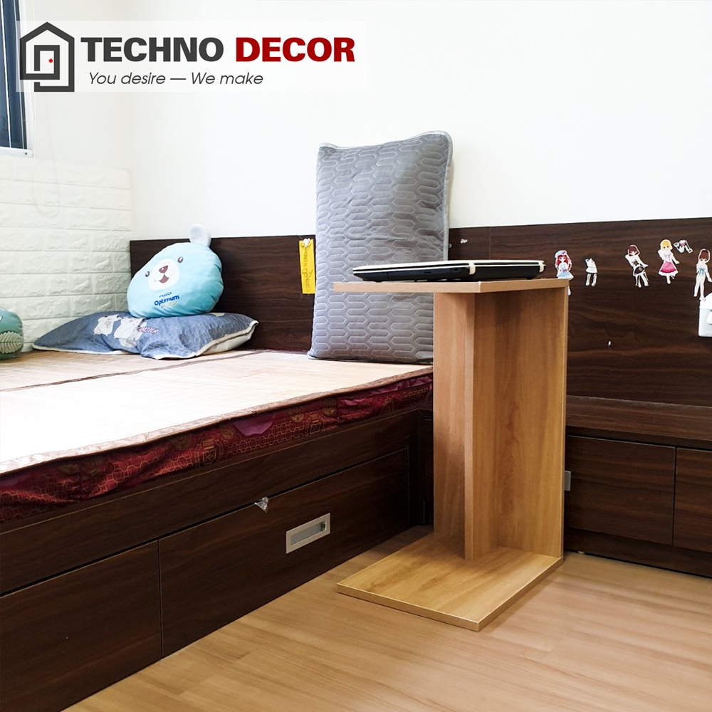 Bàn Gỗ Làm Việc Cài Sofa Giường Ngủ Hình Chữ C Bàn Trang Trí Phòng Khách Phòng Ngủ Đa Năng TechnoDecor BT0010