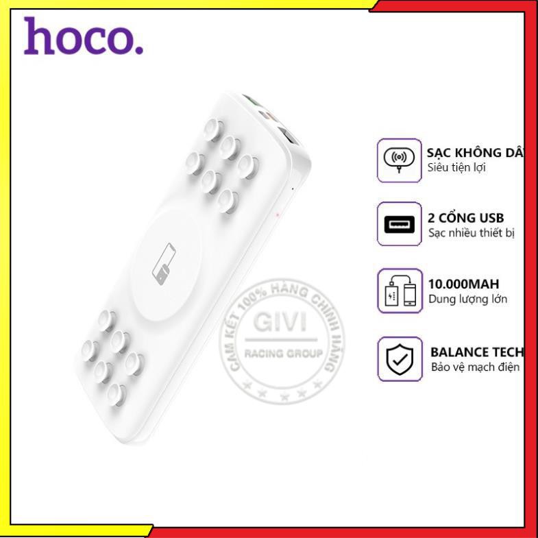 Pin dự phòng Hoco J56 2 cổng USB 3.0A, 10000mah, sạc không dây 10W, có đèn led, tương thích nhiều thiết bị