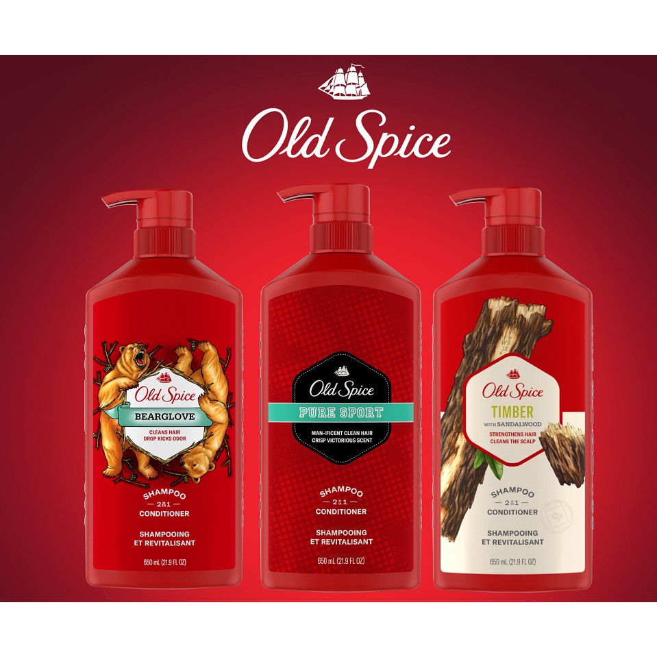 Dầu Gội - Xả OLD SPICE 2in1 Hương Nước Hoa Cho Nam Chai 650 ML