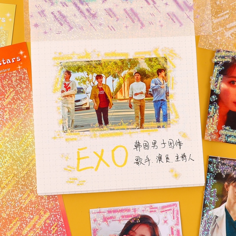 Sticker Hình dán sao băng lấp lánh trang trí Toploader