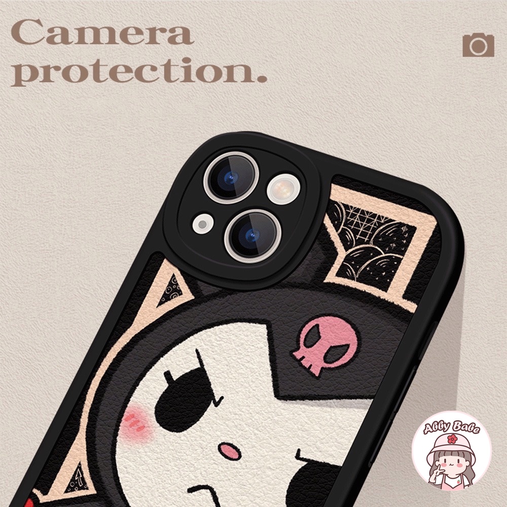 Ốp Điện Thoại TPU Mềm Phối Da Mặt Nhám In Hoạt Hình Kuromi Melody Cho Iphone 11 7Plus 13 12 11 Pro Max X XS 12 13 XR