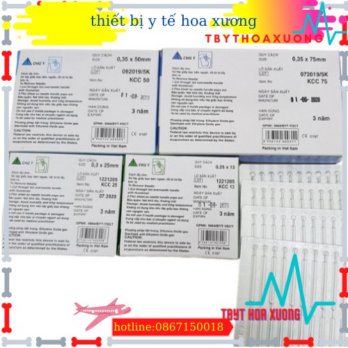 Kim Châm Cứu Hải Nam Các Số Tiệt Trùng Đóng Vỉ Hộp 100 Kim - Kim Châm Cứu Hải Nam