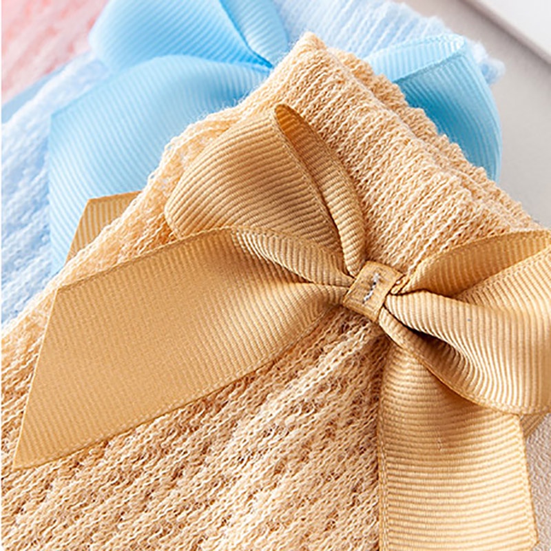 Vớ lưới mỏng thoáng khí màu trơn đính nơ dễ thương cho bé gái 0-3 tuổi