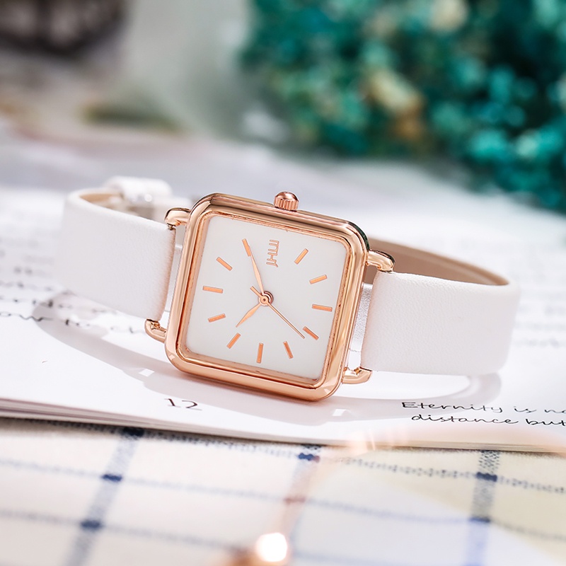 Đồng Hồ Quartz Nữ Mặt Vuông Dây Da Thời Trang