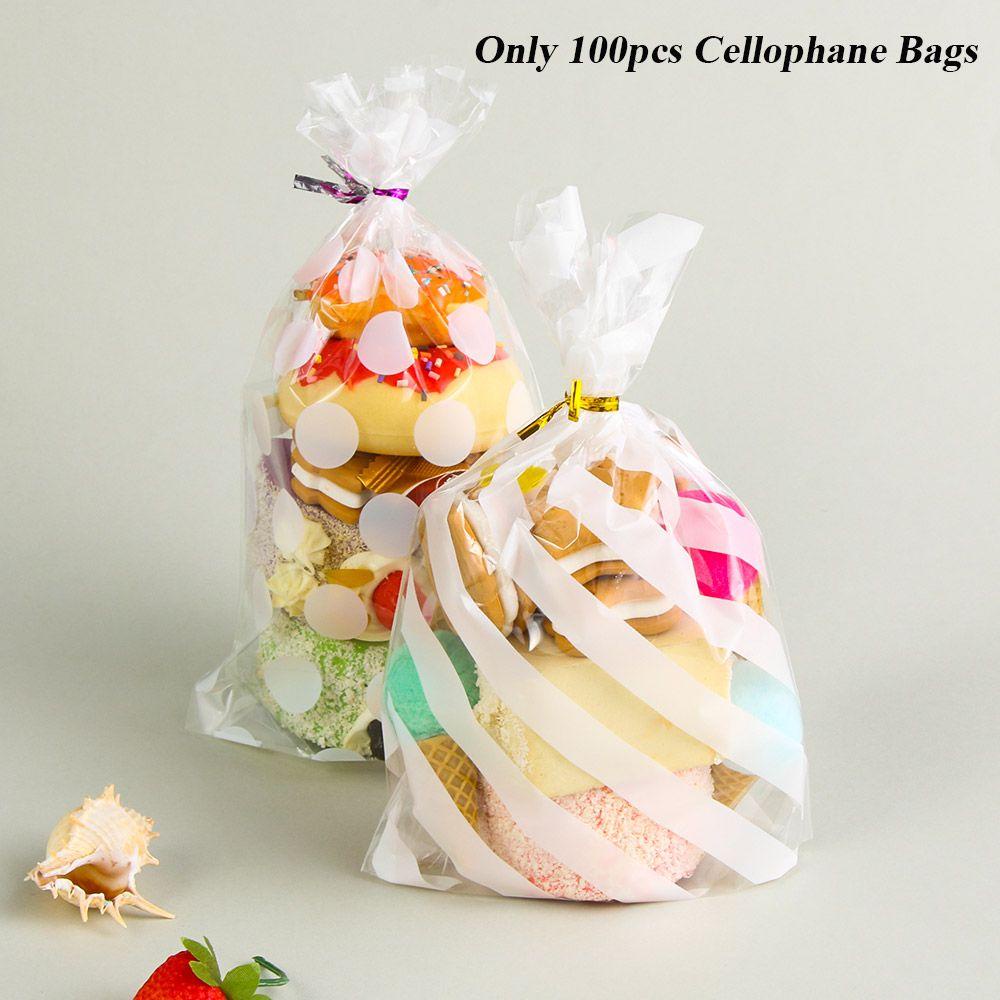 Set 100 Túi Bóng Kính Đựng Bánh Kẹo Màu Trắng
