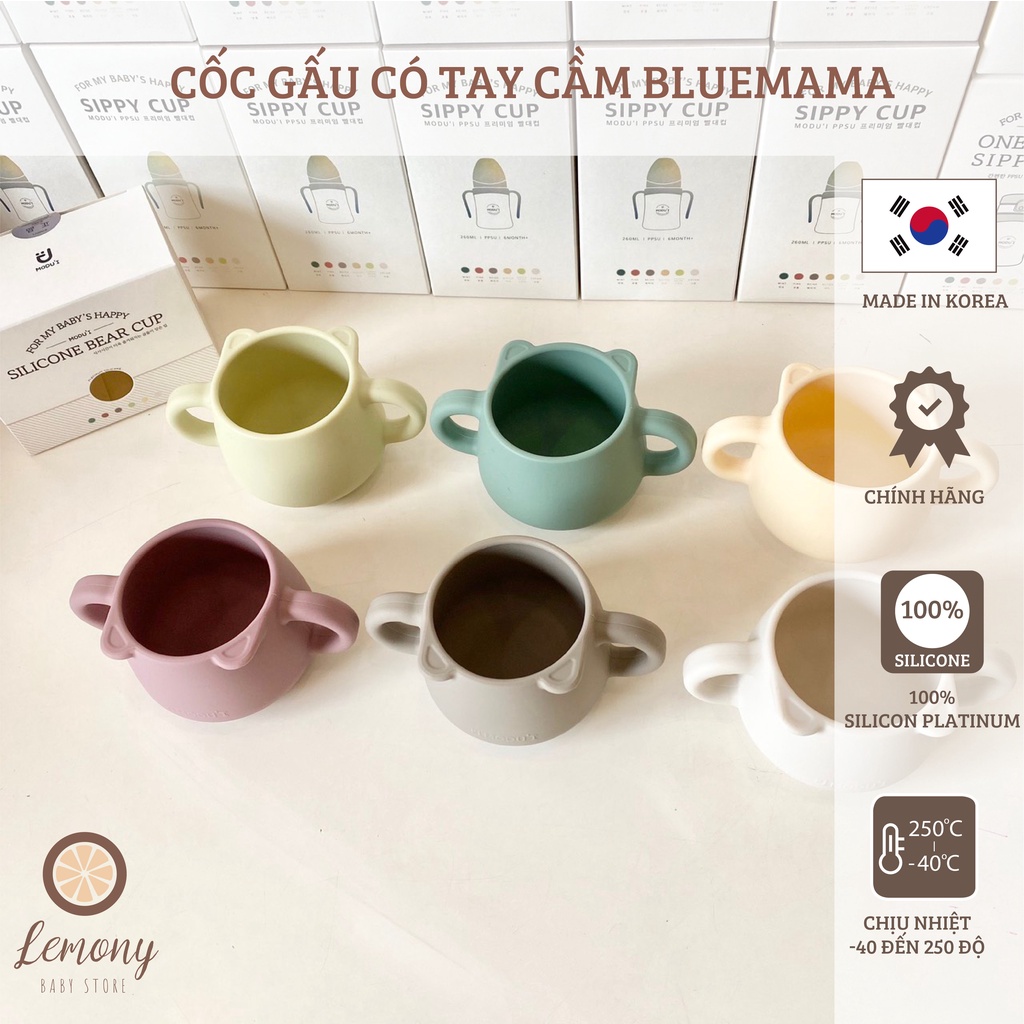 Cốc gấu silicon chính hãng Bluemama Hàn Quốc