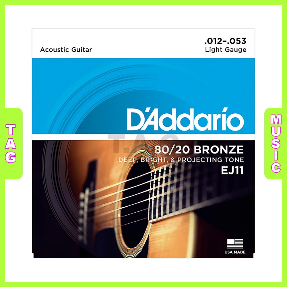 Dây sắt đàn Guitar Acoustic D’Addario EJ11 80/20 Bronze, Light, Size 012-053