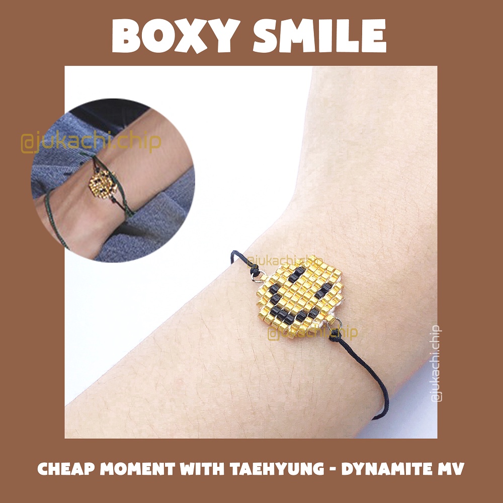 Vòng tay mặt cười handmade Boxy Smile Cheap moment with Taehyung trong MV Dynamite | Taehyung bracelets