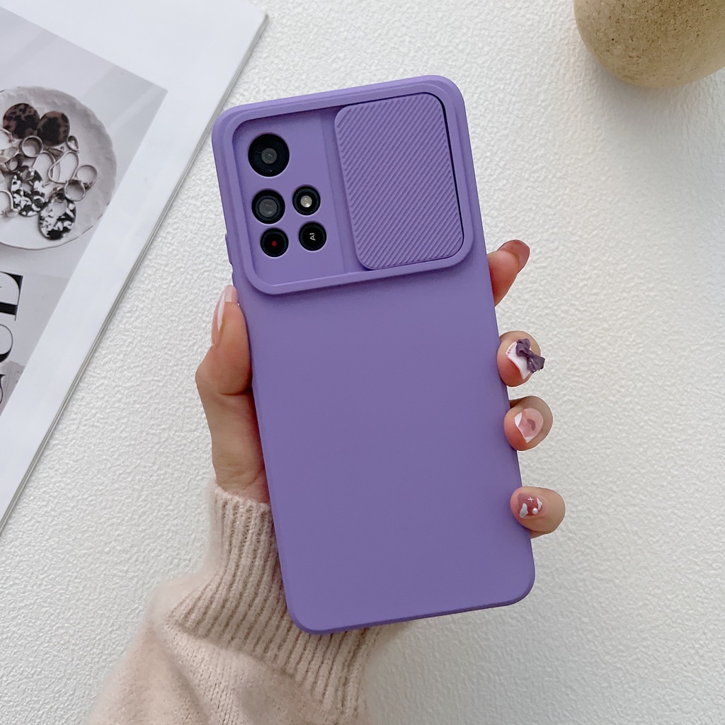 Ốp Điện Thoại Silicone Mềm Có Nắp Trượt Bảo Vệ Camera Cho Xiaomi Redmi Note 11S 10 Note 11 Pro 5G Note 10S 10 Pro Max Redmi 10/10 Prime