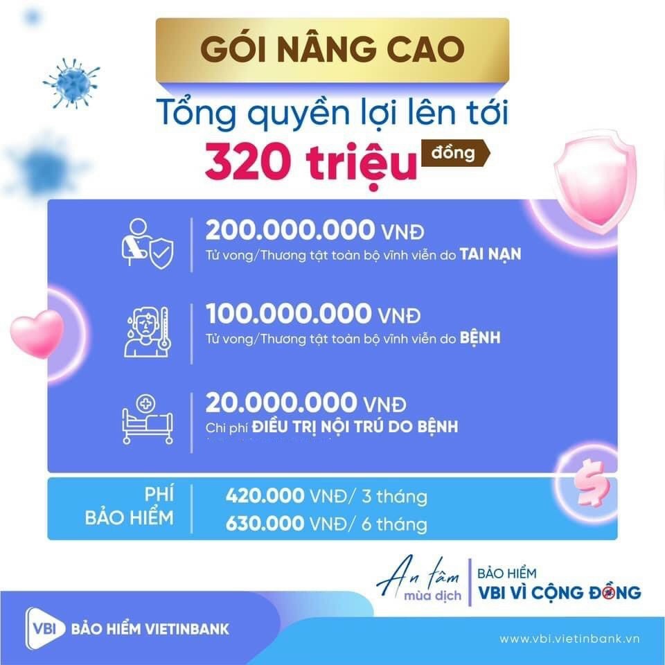 E-voucher - Bảo Hiểm VBI Vì Cộng Đồng  - gói NÂNG CAO - 6 THÁNG - Bảo Hiểm Vietinbank - VBI