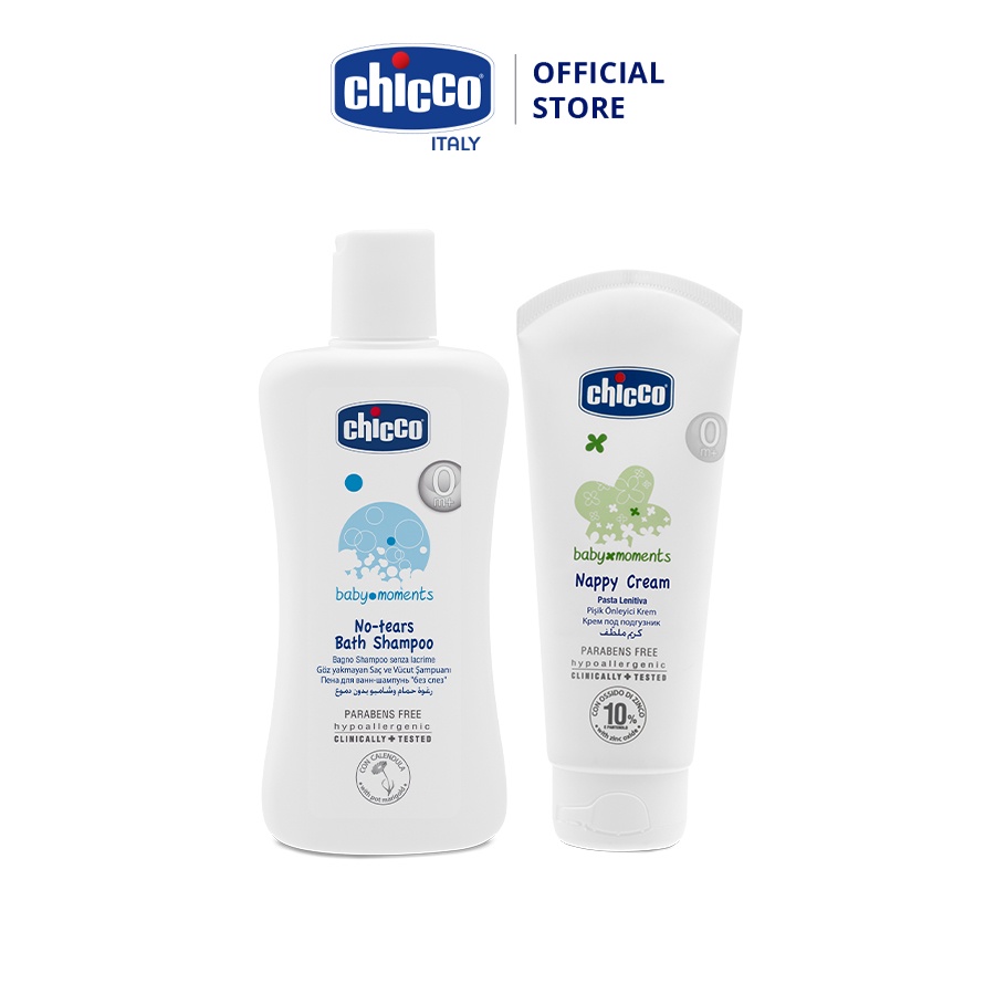 Combo Sữa tắm gội chiết xuất Hoa cúc 0M+200ml &amp; Kem hăm 3 tác động Chicco 0M+ 100ml