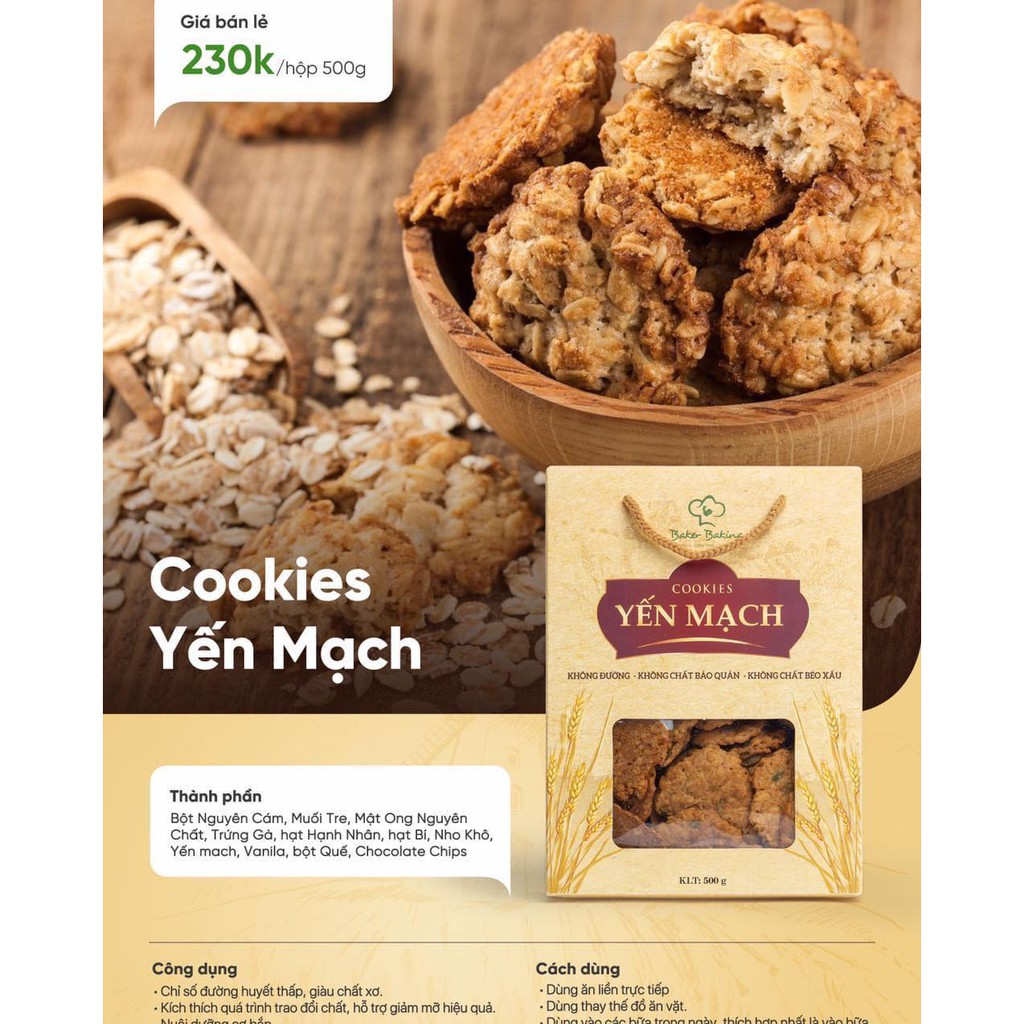 [Baker Baking] Bánh yến mạch ngũ cốc nguyên cám giảm cân, cookies yến mạch ít calo không đường