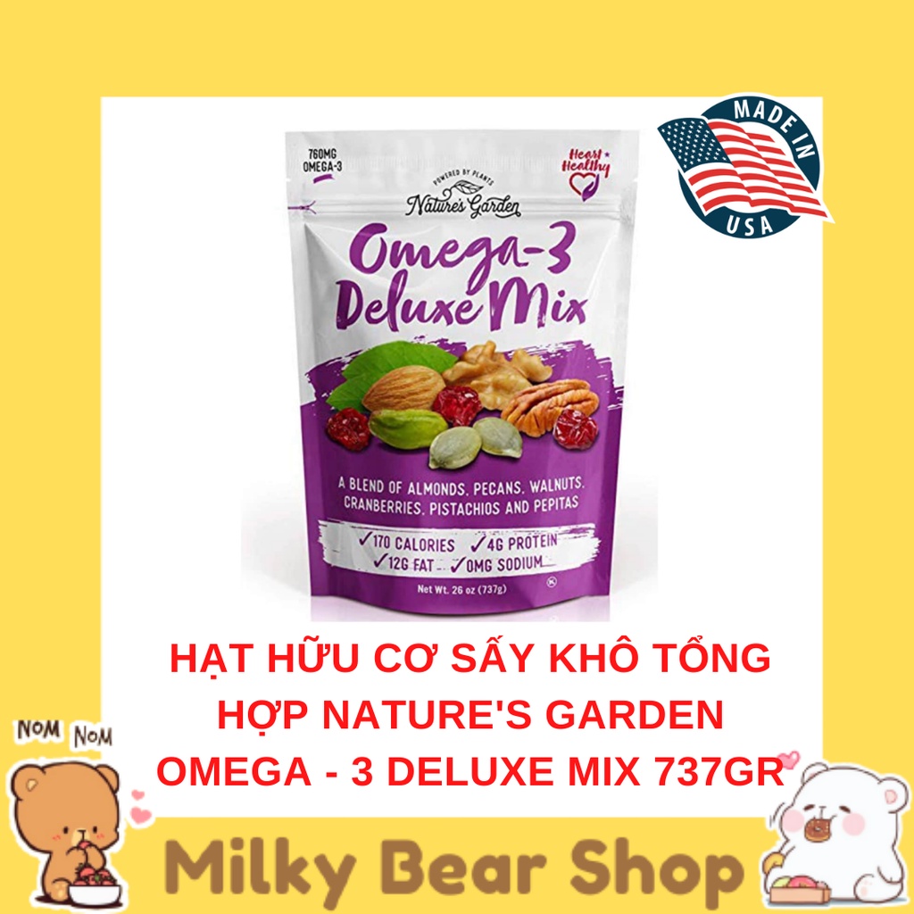 [MỸ] HẠT HỮU CƠ SẤY KHÔ TỔNG HỢP NATURE'S GARDEN OMEGA - 3 DELUXE MIX 737GR