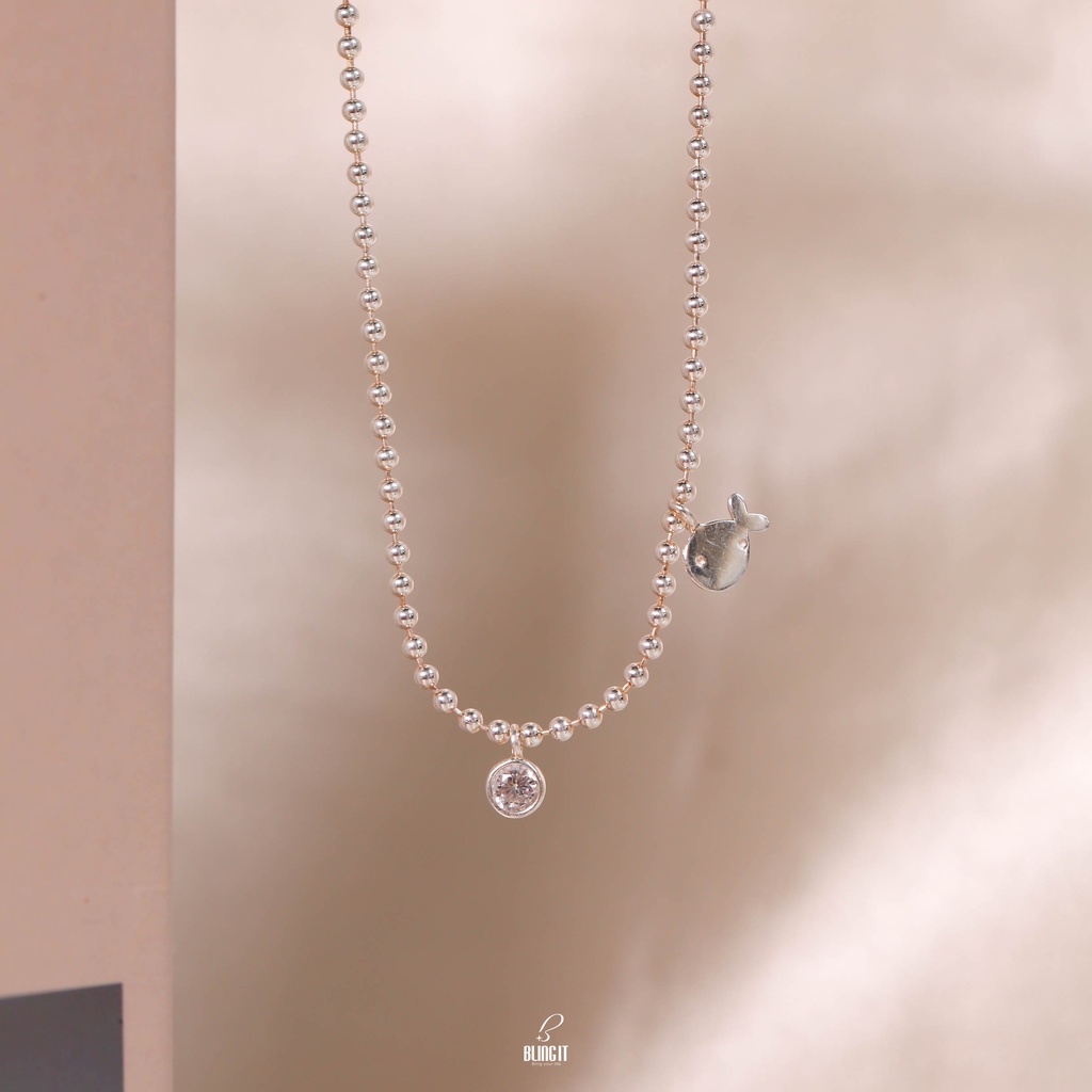 Lắc chân bạc nữ 925 BLING IT kiểu dáng basic họa tiết con cá BILC021