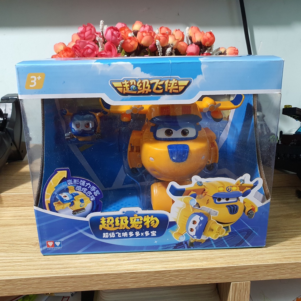 Mô hình super wings Robot biến hình cỡ lớn Donnie kết hợp thú cưng Donn