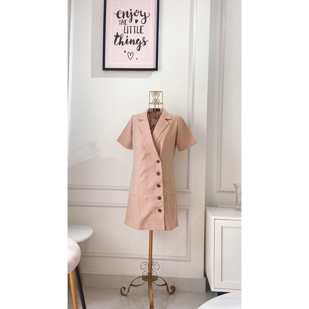 Đầm vest cao cấp tay ngắn,màu da,dạo phố,công sở thanh lịch sang trọng | BigBuy360 - bigbuy360.vn