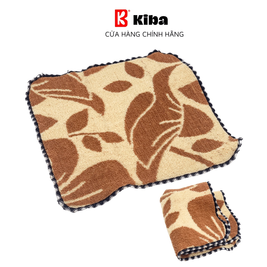 Khăn Lau Đa Năng Hình Vuông SZ 25x25cm KIBA Hoa Văn, Chất Cotton 100% Thấm Hút, Bền Màu, Kích Thước Nhỏ Gọn, Tiện Lợi