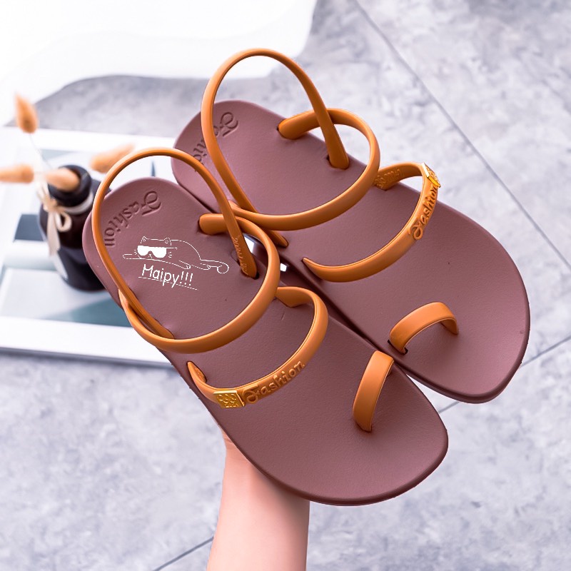 Giày sandal nữ xỏ ngón 2 quai G063, nhựa cao su đi mưa, đi học chống trơn siêu bền Maipy