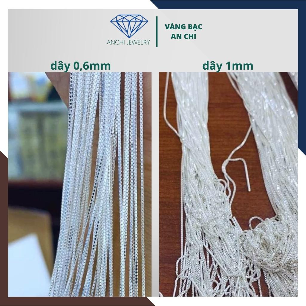 Dây chuyền bạc xuyên tâm xỏ hạt trai 8mm màu trắng ánh hồng, size 0,6mm và 1mm, Anchi jewelry