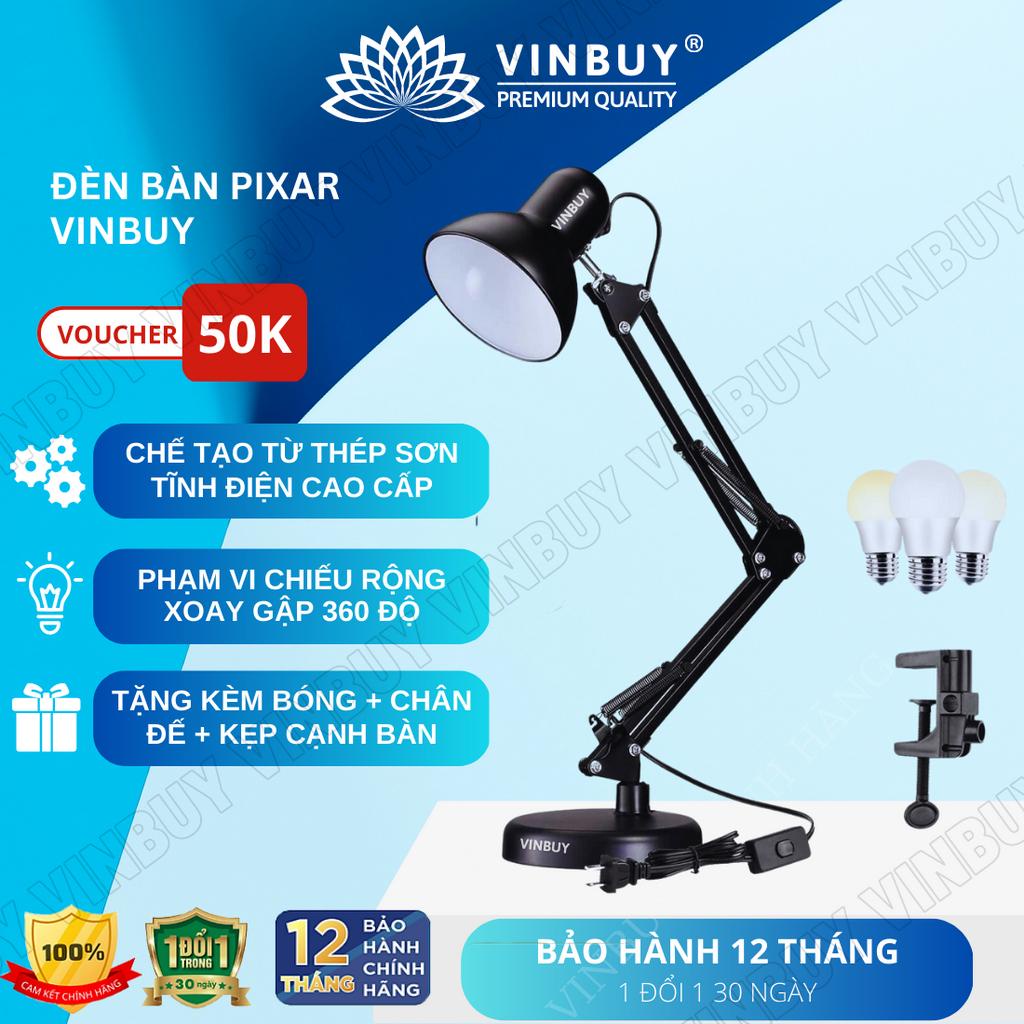 Đèn pixar, đèn bàn học chống cận thị, đèn làm việc để bàn bảo vệ mắt, tặng đế, kẹp cạnh bàn, bóng đèn - Vinbuy