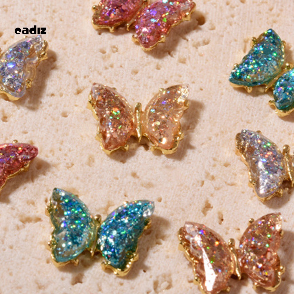 [Hàng mới về] Phụ kiện trang trí móng tay hình bươm bướm đính kim sa lấp lánh