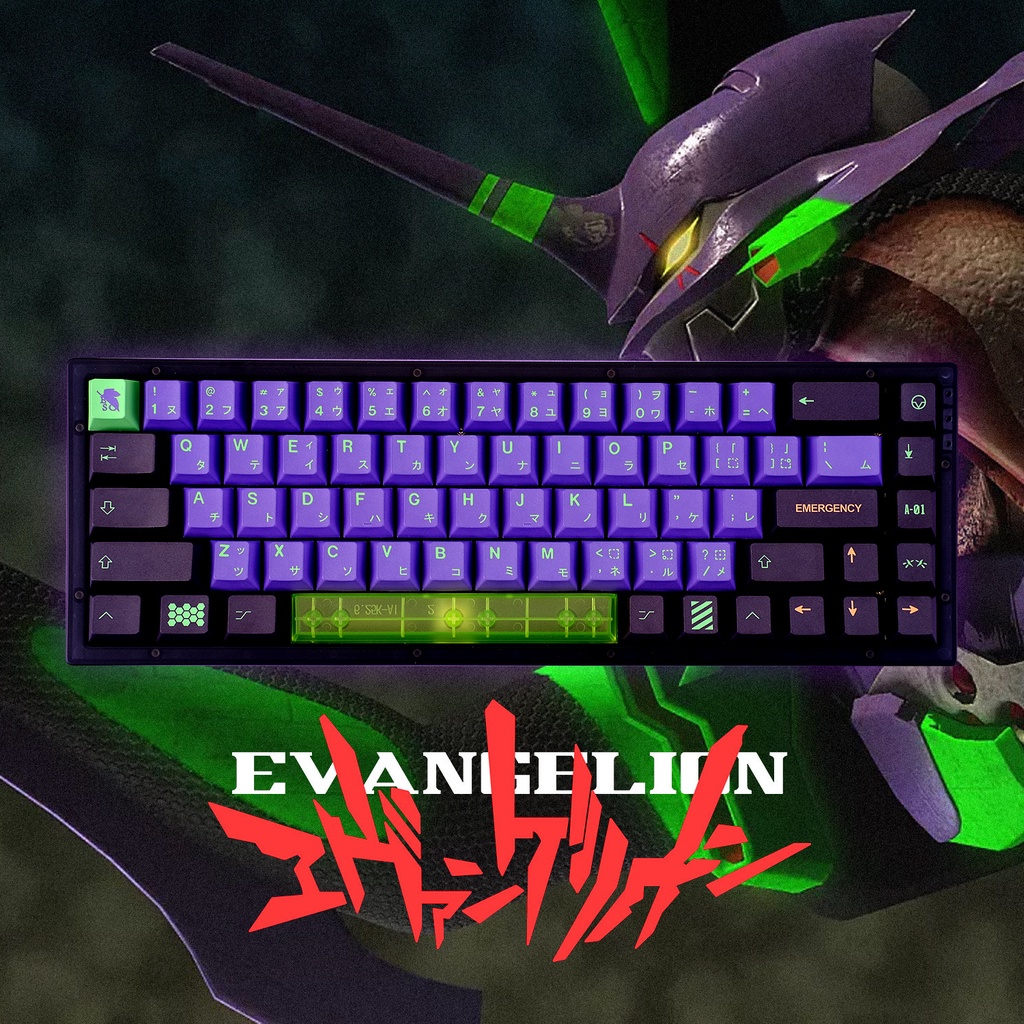 EVA Mecha-01 Keycap, 134 phím PBT Keycaps Cherry Profile DYE-SUB EVA Nhật Bản Keycap cho bàn phím cơ chơi game, bàn phím cơ